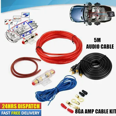 1500w Car Power Amplifier Wiring Kit Audio Subwoofer Power Cable 5M Audio Cable • £7.49