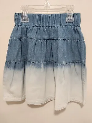 Analogie By Lil Legs Girls Size 6 Denim Dip Dye Tiered Skirt Great Condition • $22.99