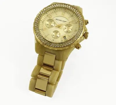 Michael Kors Mk8229 Women Chronograph Acrylic And Gold Stainless Steel • $119