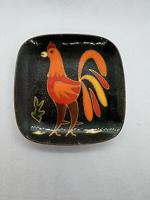 Miguel Pineda Enamel On Copper  Footed Rooster Dish Mexico • $75