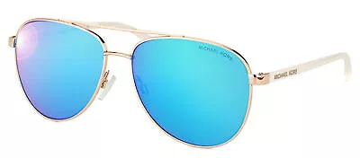 Michael Kors MK 5007 104525 Hvar Rose Gold Aviator Sunglasses Blue Mirror Lens • $61.97