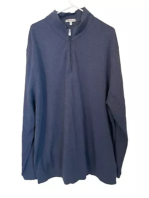 Peter Millar Crown Comfort Interlock Cotton Modal 1/4 Zip Blue Size 2XT • $42