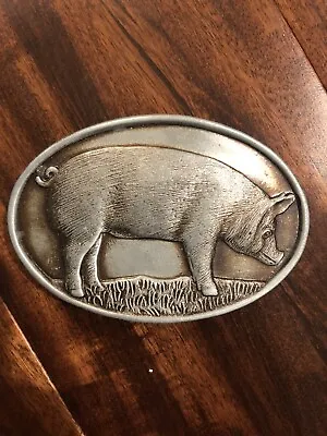 Pig / Hog Farmers Vintage Belt Buckle Allied Mills Inc  Wayne Feed & Health • $22.99