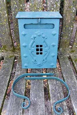 Vintage Cast Iron Wall Mounted Mailbox Art Deco 1920's Newpaper Hooks • $45