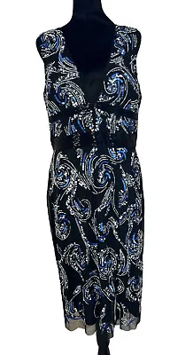 NEW Aidan Mattox Womens Plunge V Neck Embellished Cocktail Dress Size 12 NWT • $48.99