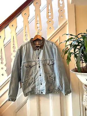 VINTAGE Mens Denim Jacket Easy Small Button Up Blanket Lining 80s • £26
