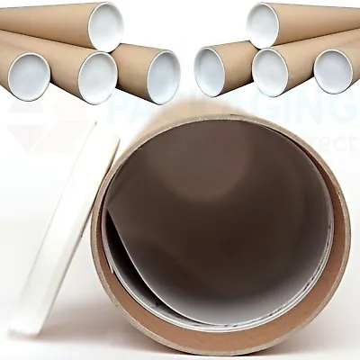£9.26 • Buy QUALITY CARDBOARD POSTAL TUBES + END CAPS - ALL SIZES A0 A1 A2 A3 A4 X 50mm 2  