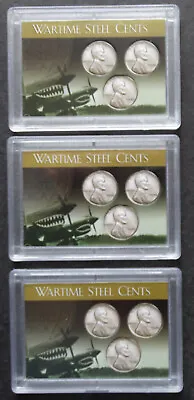 3  Wartime Steel Cents Penny Flying Tigers Frosty Case Snaplock Coin Holder 2X3  • $11.95