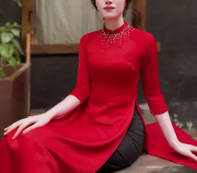 Beautiful Red Women's Traditional  Vietnamese Ao Dai For Women • $37.89