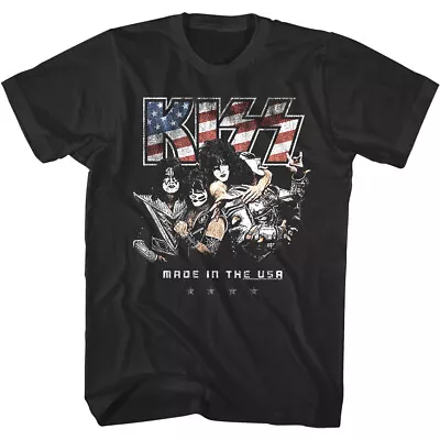 Kiss Made In The USA Men's T-Shirt Rock Band American Flag OFFICIAL LICENSE • $23.99