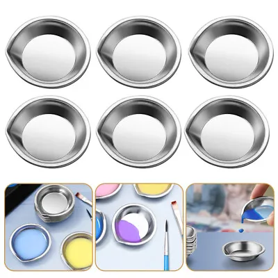 6 Pcs Stainless Steel Pour Mouth Palette Child School Painting Trays Art C • £6.61