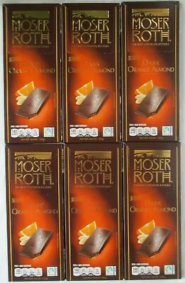 6 Moser Roth Premium Chocolate Dark Orange Almond 5-bar 4.4-oz Packs • $21.99