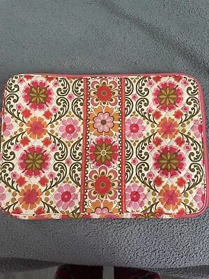 Vera Bradley Laptop Sleeve Case Bag Quilted 17 Inch Pink W/Flowers Free 2 Ship • $17.49
