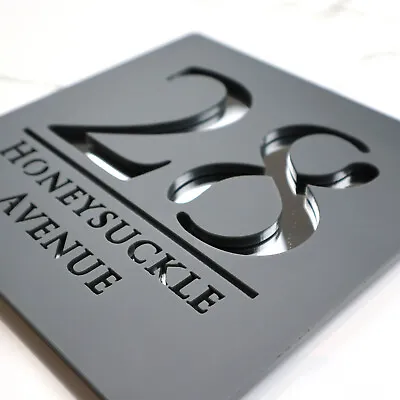 Door Sign Gray House Numbers Laser Cut Custom House Numbers Address Plaque • £10.99