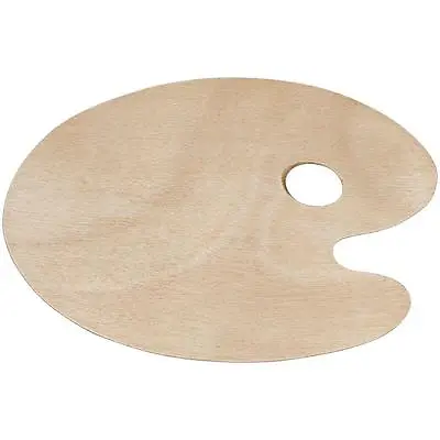 Wooden Artists Painting Palette 20cm X 29cm Oval Craft Paint With Hole Wood Art • £6.99