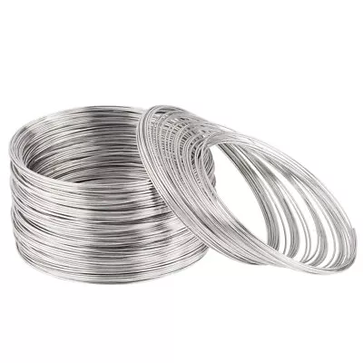 100 Loops Silver Steel Memory Wire 22 Gauge Jewelry Bracelet Beading 0.6mm • £3.11