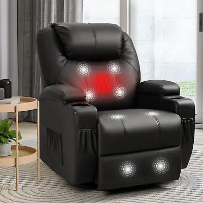 Recliner Chair PU Leather Chair With Massage Function Adjustable Home Theater Se • $740.99