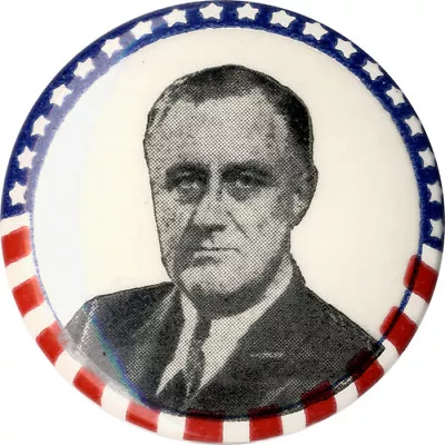 Patriotic 1940 Franklin Roosevelt Third Term Campaign Picture Button (1758) • $12.95
