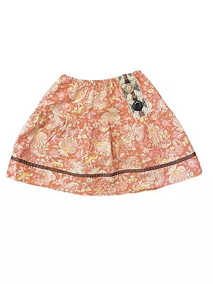 Matilda Jane Girls Sz 6 Linen Skirt Westside Star Floral Buttons Pink Orange • $19.99