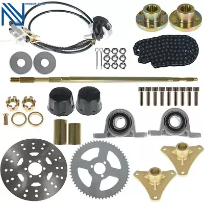 740mm Go Kart Rear Axle Hub Kit+Brake Disc Sprocket Fr Drift Trike Buggy+Chain • $114.13