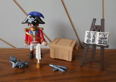 PIRATE CAPTAIN Toy Playset With Figure Chest Map Easel ++ PLAYMOBIL 4293 • £3.99