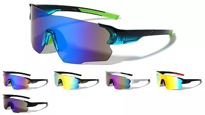 Oversized One Piece Lens Sports Shield Baseball Cycling Sunglasses Mirror P203 • $10.95