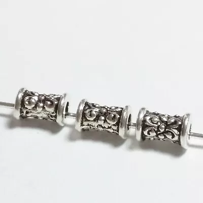 25pcs Antique Silver Tube Spacer Beads 7x5mm - B22201 • £3.35