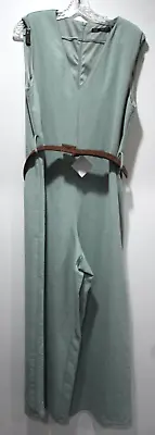 Zara Women's Seafoam Green Cropped Wide Leg Jumpsuit W/Belt Size L **NWT** • $20