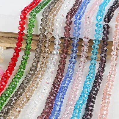 $1.99 • Buy 4mm 6mm 8mm Rondelle Faceted Crystal Glass Loose Beads Lot For Jewelry Making