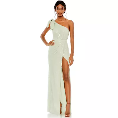 Mac Duggal PEARL EMBELLISHED ONE SHOULDER GOWN  Mint Size 12 #93735 • $229