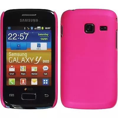 Hardcase For Samsung Galaxy Y Duos Rubberized Hot Pink Cover + Protective Foils • $9.74