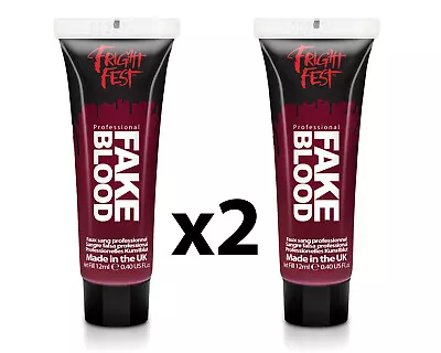 2 X Fake Blood 12ml - Professional Grade Dark Red Blood - Halloween Make Up • £3.95