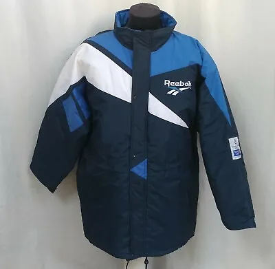 Vintage 1992 Reebok UEFA Champions League Padded Coat Zip Jacket Size Mens M Top • $64.99