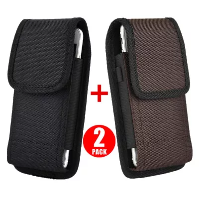 2Pcs Canvas Vertical Case Cover Pouch Holster With Belt Loop For Large Cellphone • $11.99