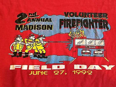 Vintage 2nd Annual Madison Volunteer Firefighter Field Day 1992 T-Shirt (XL) • $29.95