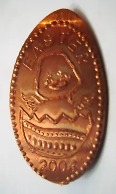 EASTER 2004 - Chick In Egg -- Elongated Copper Penny • $1.99