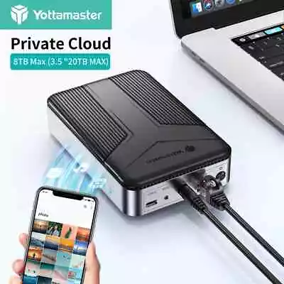 Yottamaster 2.5  3.5  Network Attached Storage NAS SATA HHD Enclosure 8 TB 20 TB • £85.99