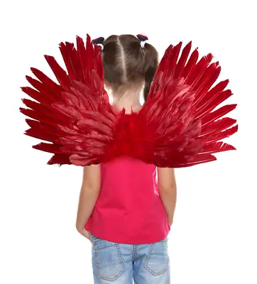 Red Feather Angel Wings 24x16 Inch FREE HALO 3-8 Yrs Kids Toddler Halloween Halo • $12.99