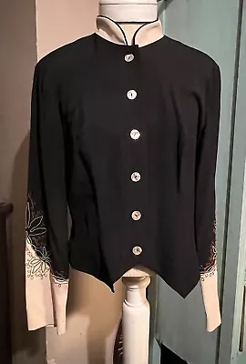 Vintage Hairston Roberson ROPA Embroidered Jacket Waistcoat Sz Medium Artsy USA • $39