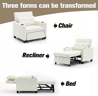 Convertible Sleeper Sofa Chair 3in1 Pull Out Chair Bed Reading Chair W/ USB Port • $365