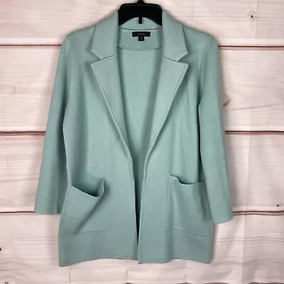 J. Crew Sweater Womens XS Green Cardigan Blazer Open Front Collar Pockets Solid • $27.99