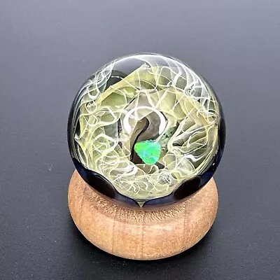 Handmade Contemporary Art Glass Marble 1.39  Fume Scribble Vortex W/ Opal Boro • $104.99