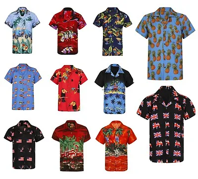 Hawaiian Shirt Mens Palm Tree Beach Holiday Parrot Fancy Dress Stag Party Loud • £10.99