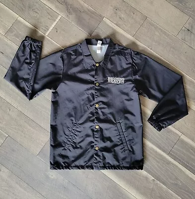 Belching Beaver Brewery Jacket Medium Black Snap Button Rain Nylon Windbreaker • $24.99