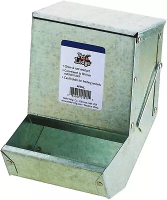 Pet Lodge Steel Small Animal Feeder With Lid Small Animal Feed Box Hold • $15.25