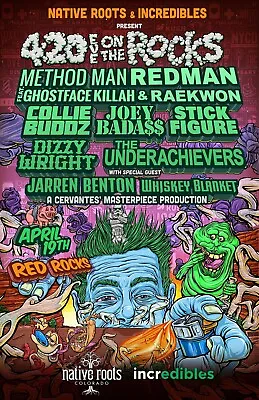 METHOD MAN / REDMAN  4:20 EVE ON THE ROCKS  2016 DENVER CONCERT TOUR POSTER -Rap • $18.18