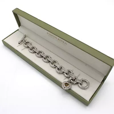 Judith Ripka Sterling Silver & Citrine Toggle Enhancer Bracelet W/ Box #S970-2 • $2.25