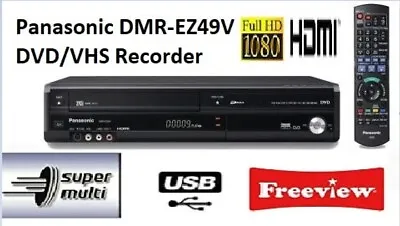 £249 • Buy PANASONIC DMR-EZ49V HD DVD VCR VHS Recorder Copier USB Combi Freeview Multi Regn