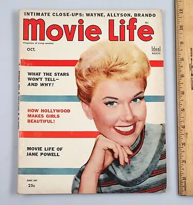 Vintage October 1954 Movie Life Magazine Doris Day Cover Jane Powell Brando • $12.99