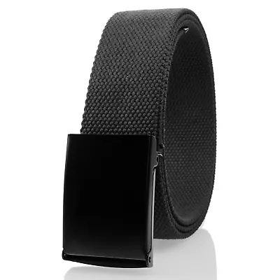 Unisex Fully Adjustable Canvas Web Belt With Black Flip Top Buckle 50'' Long • $7.95